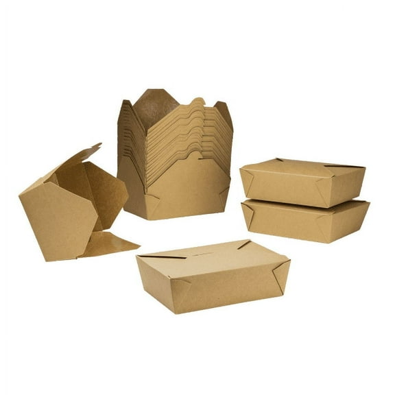 [200 ct] Karat Kraft Take Out Containers #3 | 76 fl oz Fold-To-Go Paper Food Boxes