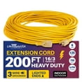 200 ft Power Extension Cord, Indoor Outdoor, Heavy Duty, 3 Prong SJTW