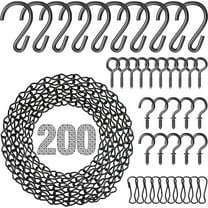 200 in Steel Hanging Chain with S-Hooks, Snap Hooks, Ceiling Hooks Adjustable Length for Hanging Bird Feeders, Planters, Lanterns, Billboards