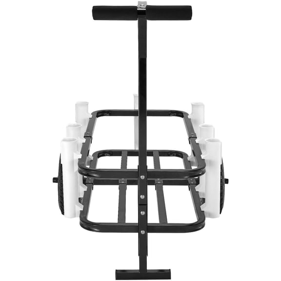 200 lbs Heavy-Duty Fishing Cart for Beach & Sand 11" Balloon Tires, Steel Marine Wagon with 7 Rod Holders, Pier Trolley for Crabs, Fish, Picnic Gear