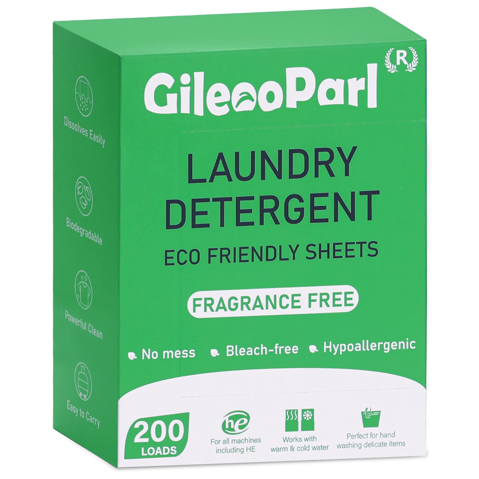 200loads Laundry Detergent Sheets Fragrance Free LiquidLess
