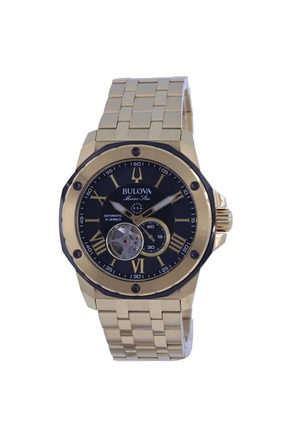 200 m Marine Star Open Heart Dial Automatic Divers Watch for Mens, Black - Size Adult