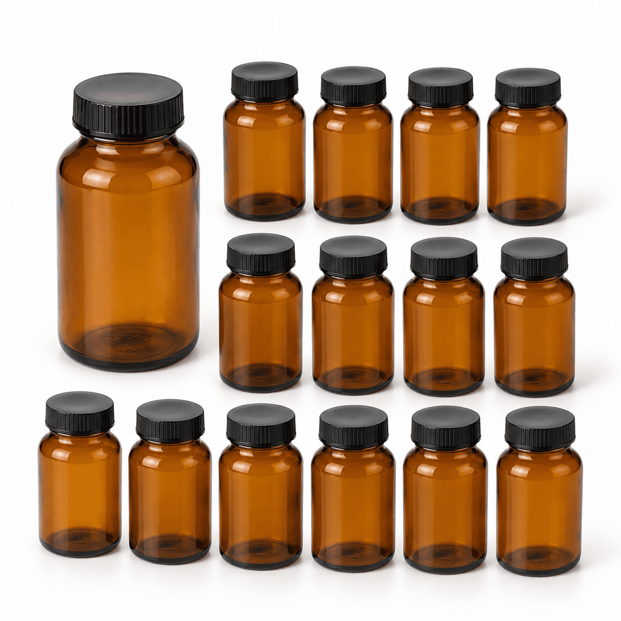 Dropper Battle 200 ml (Pack of 24) Glass Dropper Bottles with Black Ribbed Screw Caps ...