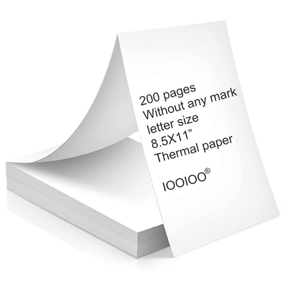 200 pages, thermal printer paper 8.5 x 11,letter,folded,continuous,without black mark for Phomemo COLORWING Odaro Itari M08F-letter M832 M834 M833 M835 HPRT MT800 MT800Q iDPRT MT610 JADENS Brother...