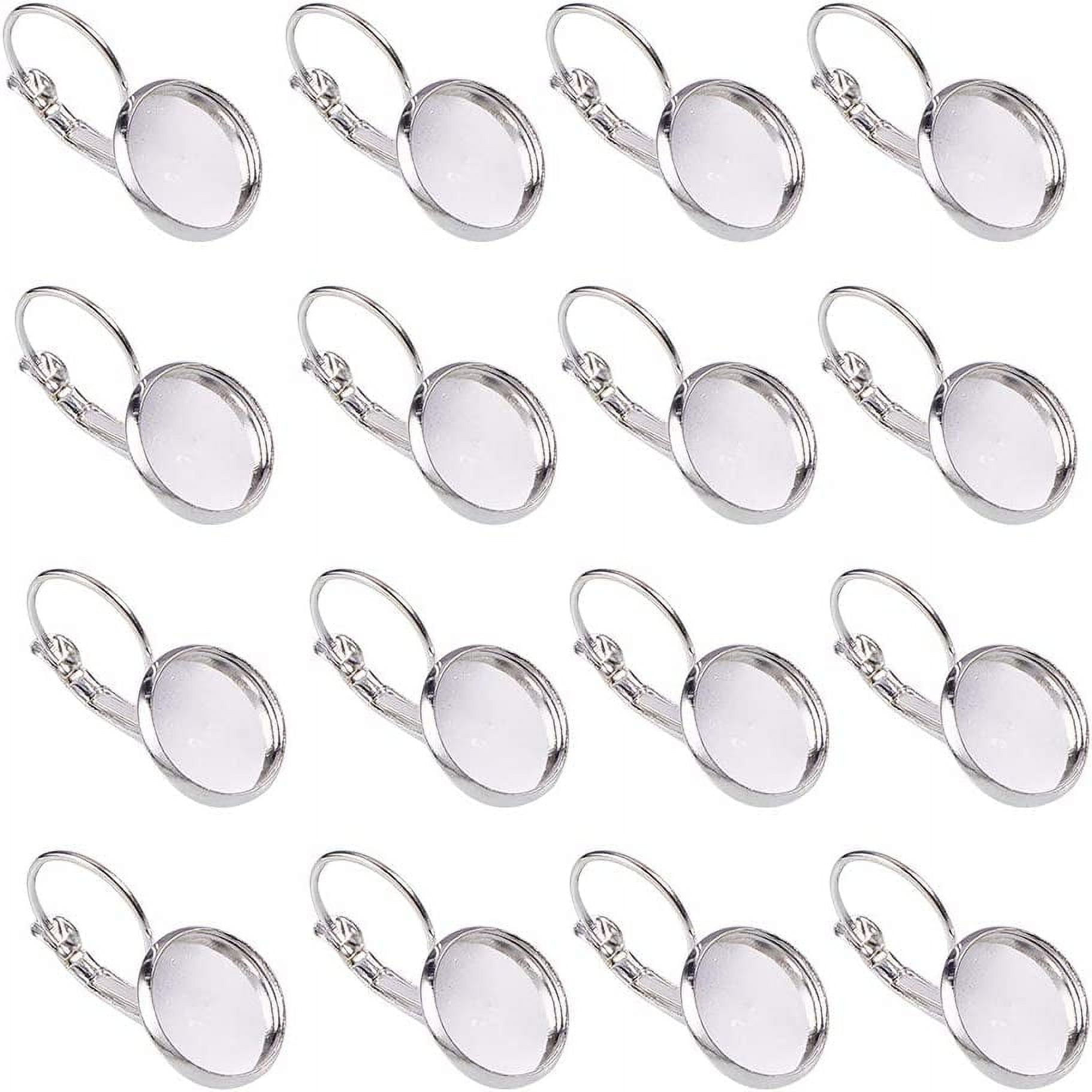 200 pc 200 Pcs Silver Brass Lever Back Hoop Earrings Components with ...