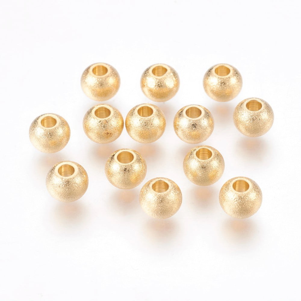 200 pc 201 Stainless Steel Beads Textured Round Golden 4x3mm Hole: 2mm