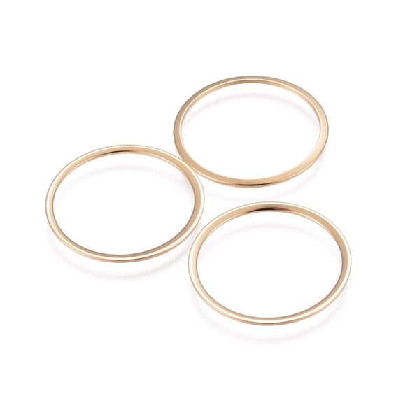 200 pc 201 Stainless Steel Linking Rings Ring Real 24k golden Plated 22x0.6mm Inner Diameter: 18~19mm