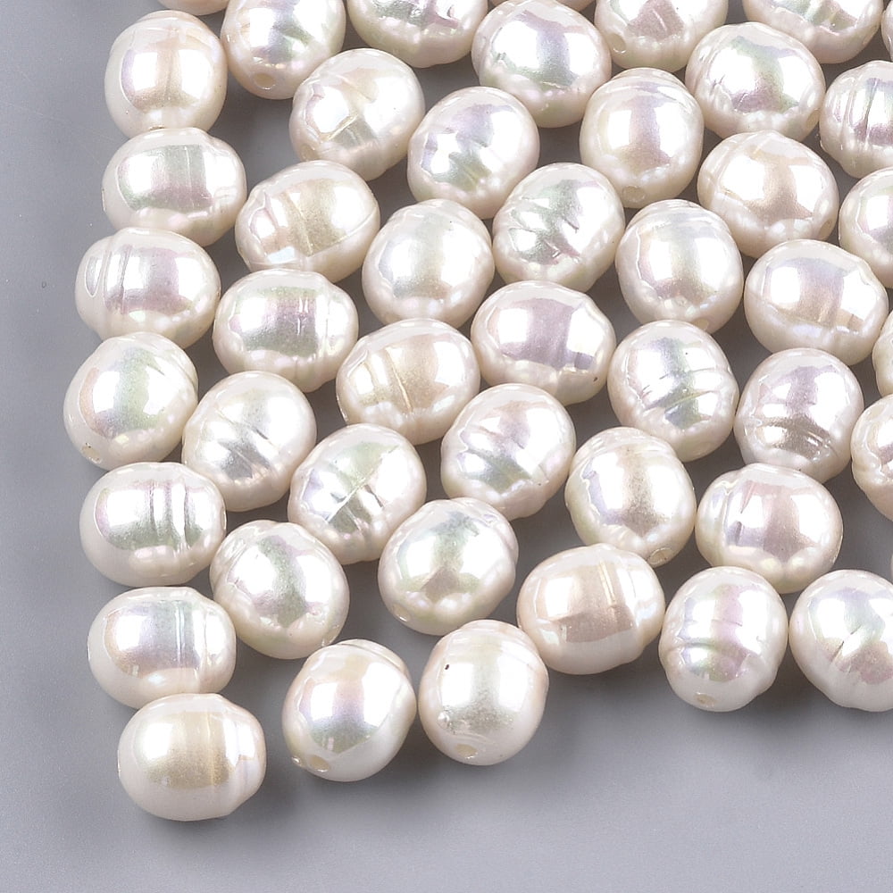 200 pc Acrylic Imitation Pearl Beads AB Color Oval Seashell Color 12x10mm Hole: 1.8mm