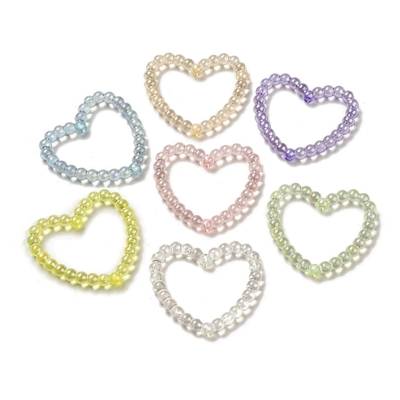 200 pc Acrylic Linking Rings Heart Mixed color 32.5x34.5x4mm Inner Diameter: 20x26.5mm