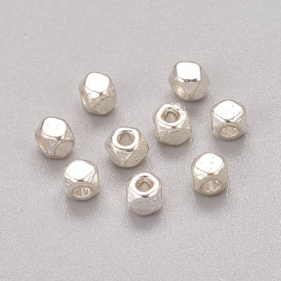 200 pc Alloy Spacer Beads Screw Nut Cadmium Free Nickel Free Lead Free Silver color Plated 3.5x2.5mm Hole: 1mm