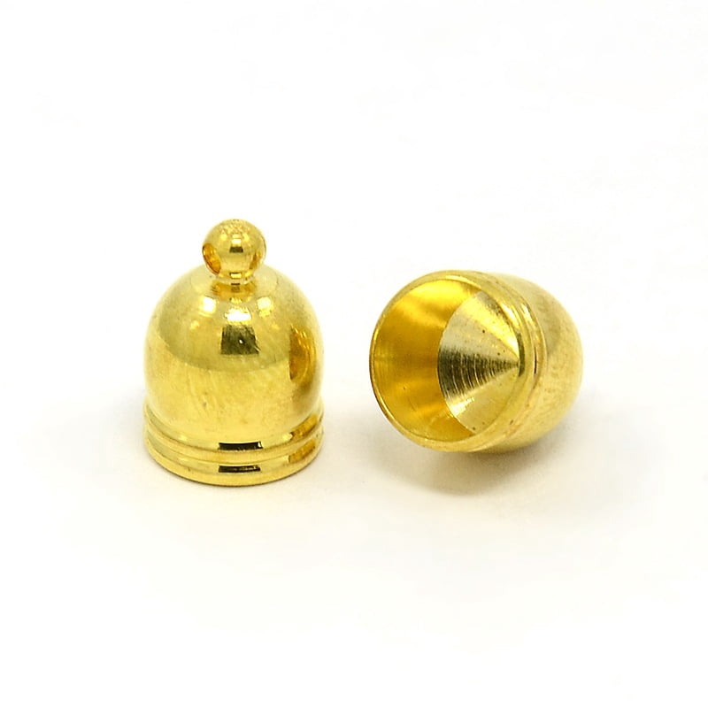 200 pc Brass Cord Ends End Caps Golden 13.5x10mm Hole: 1.8mm Inner Diameter: 9mm