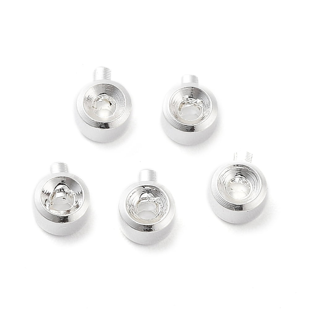 200 pc Brass Crimp Beads Column 925 Sterling Silver Plated 4x3x2mm Hole: 0.9mmDIY