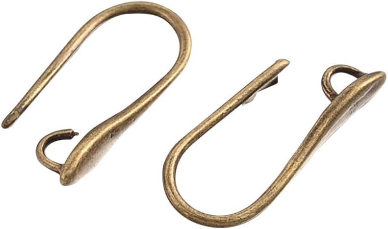 200 pc Brass Earring Hooks for Earring Designs Ear Wire with Horizontal Loop Lead Free Cadmium Free Antique Bronze 20.5x8.5x2.5mm Hole: 2mm 18 Gauge Pin: 1mm