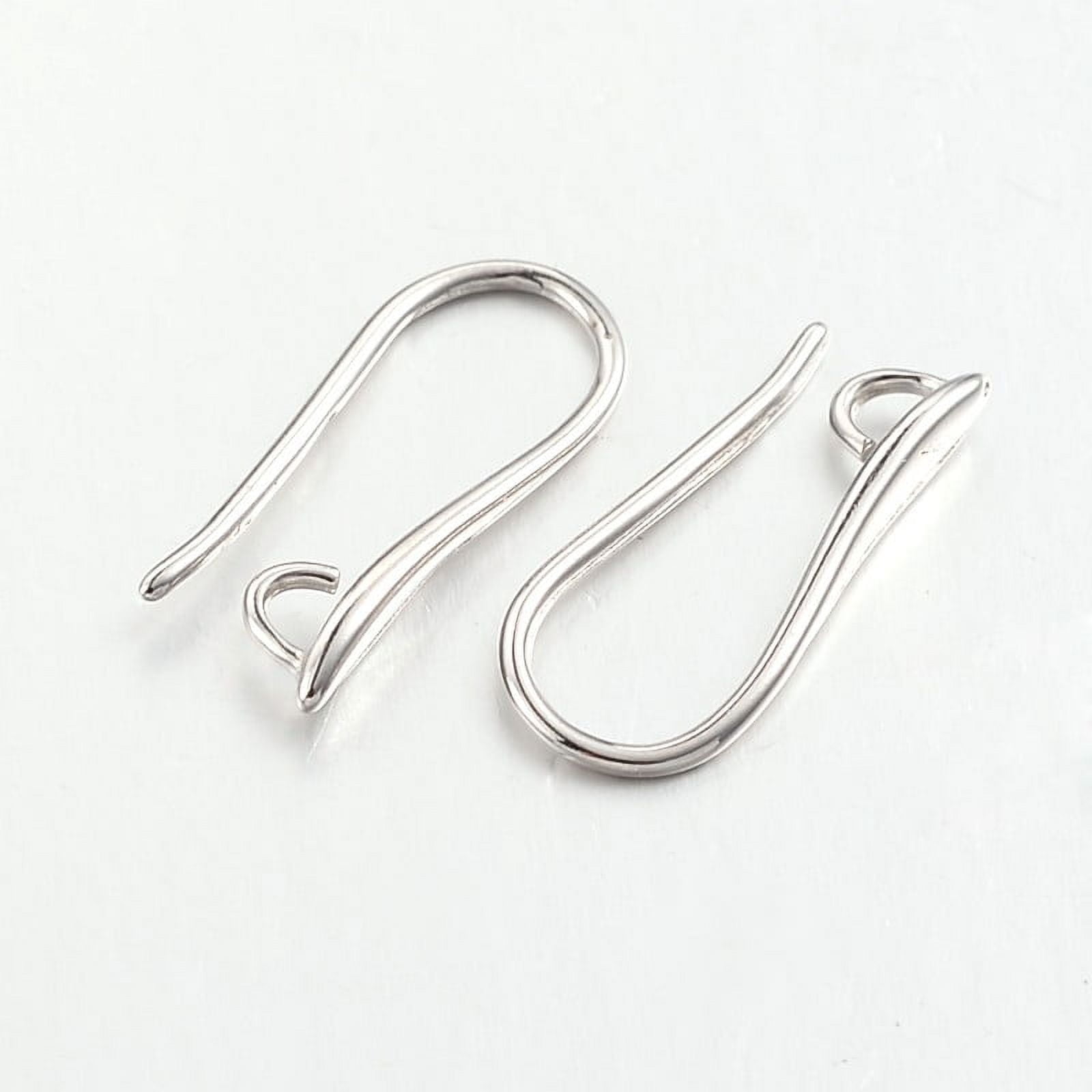 200 pc Brass Earring Hooks for Earring Designs with Horizontal Loop Lead Free Cadmium Free Platinum 20.5x8.5x2.5mm Hole: 2mm 18 Gauge Pin: 1mm