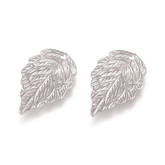 200 pc Brass Filigree Pendants Leaf Charms Platinum 18x10x1mm Hole: 1.2mm