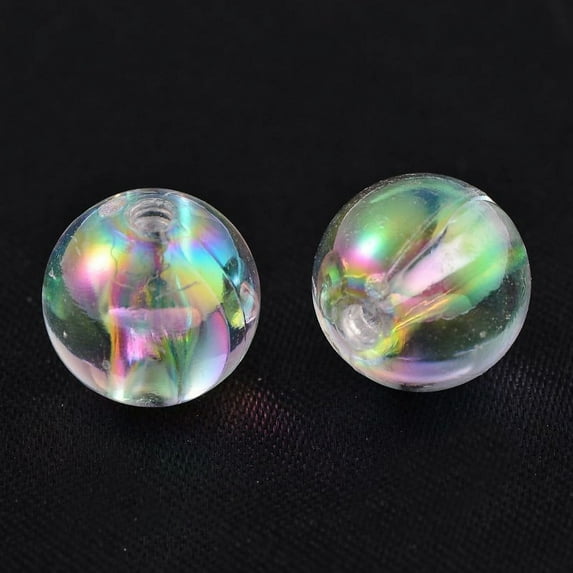 200 pc Eco-Friendly Transparent Acrylic Beads Round AB color Clear AB 8mm Hole: 1.5mm