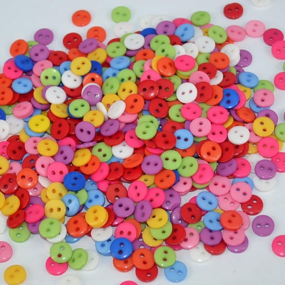 200 pc Flat Round 2-Hole Buttons Resin Button Mixed Color about 9mm in diameter hole: 1mm Mixed Color