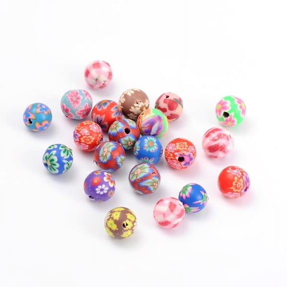 200 pc Handmade Polymer Clay Beads Round Mixed Color 8mm in diameter hole: 1~3mm