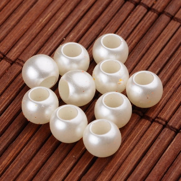 200 pc Imitation Pearl Acrylic European Beads Large Hole Rondelle Beads Old Lace 8x6mm Hole: 4mm DIY