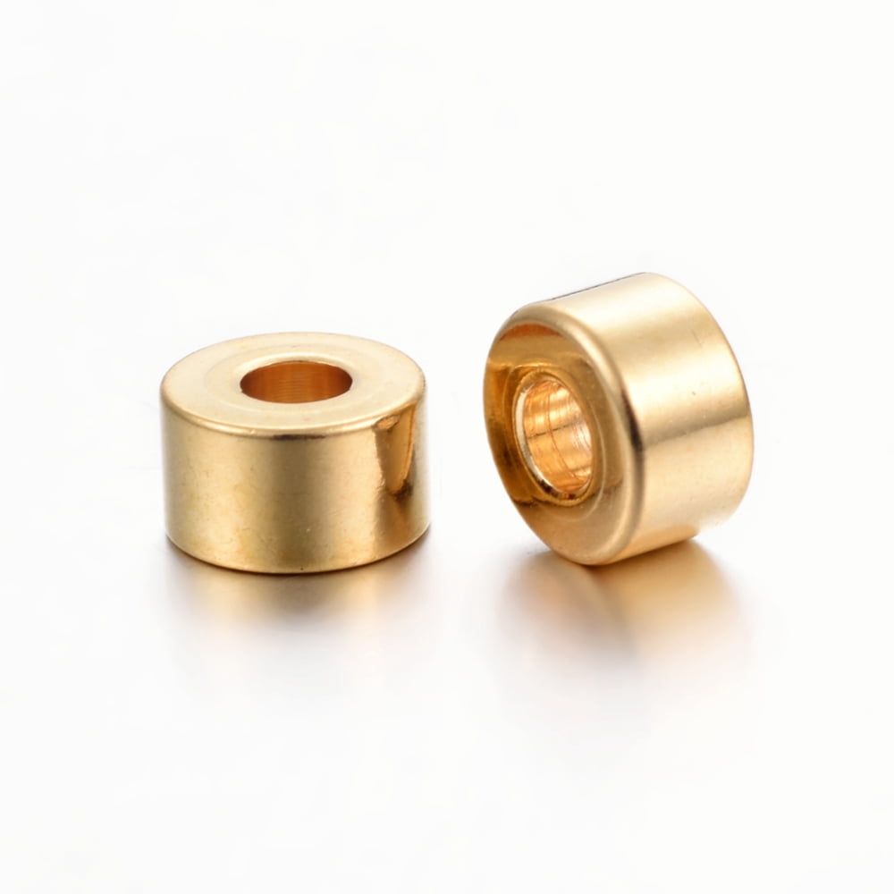 200 pc Ion Plating(IP) 304 Stainless Steel Spacer Beads Flat Round Golden 6x4mm Hole: 2.5mm