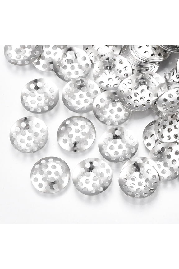 200 pc Iron Finger Ring/Brooch Sieve Findings Perforated Disc Settings Platinum 12x5mm Hole: 1.2mm Making DIY
