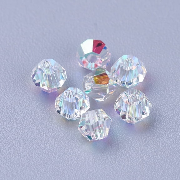 200 pc K9 Glass Beads Faceted Bicone Crystal AB 3x3mm Hole: 0.8mm
