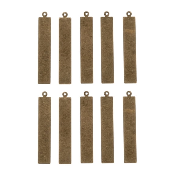 200 pc Metal Tags Brass Stamping Blank Tag Pendants Rectangle Antique Bronze 41x7x0.5mm Hole: 1mm