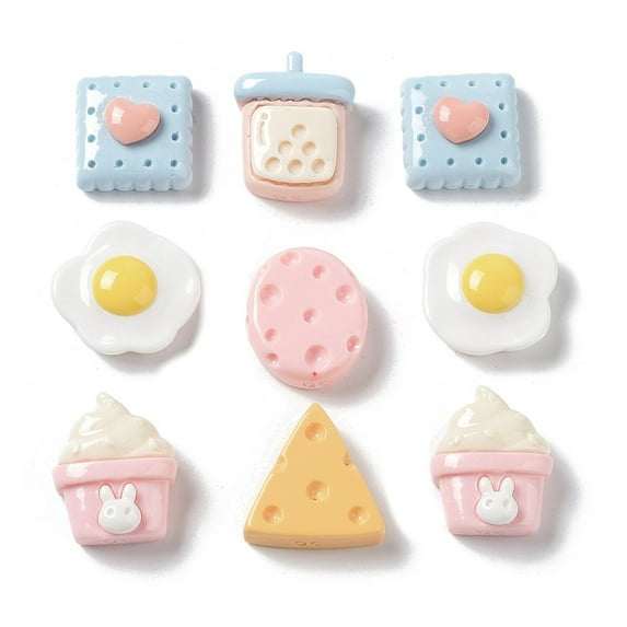 200 pc Opaque Resin Decoden Cabochons Imitation Food Ice Cream & Egg & Drink Mixed Shapes Mixed color 12.5~16x12.5~16x4.5~6mm Resin