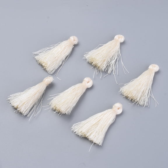 200 pc Polyester Tassel Pendant Decorations Beige 30~35mm