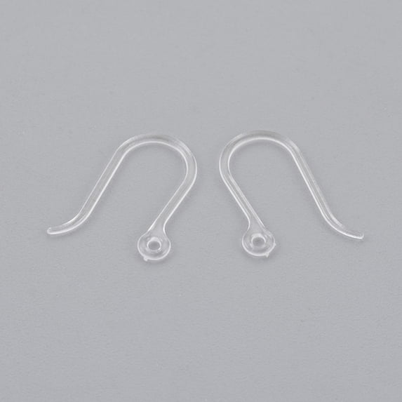 200 pc Resin Earring Hooks Ear Wire with Horizontal Loop Clear 12x9mm Hole: 0.8mm 24 Gauge Pin: 0.5mm