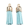 thumbnail image 1 of 200 pc Suede Tassel Pendant Decorations with CCB Plastic Cord Ends Light Gold Pale Turquoise 33~35x10mm Hole: 2.5mm, 1 of 3