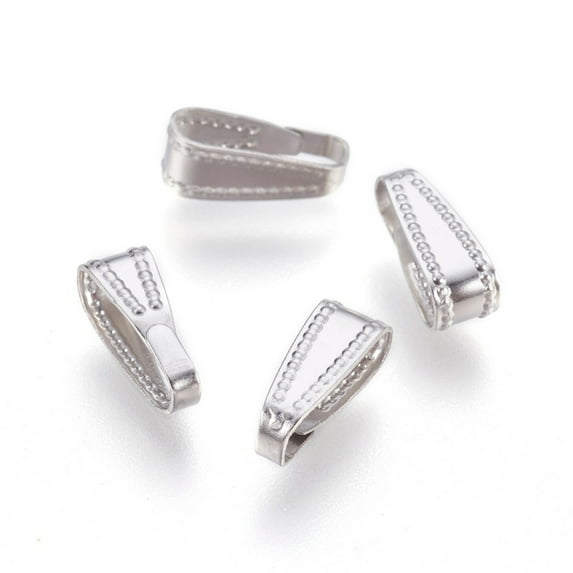 200 pc Tarnish Resistant 304 Stainless Steel Snap On Bails Stainless Steel color 11x4x4mm Hole: 10x3mm