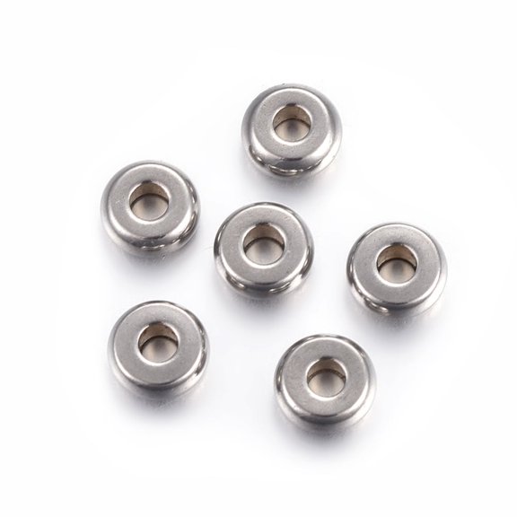 200 pc Tarnish Resistant 304 Stainless Steel Spacer Beads Flat Round Stainless Steel Color 5x2mm Hole: 1.5mm