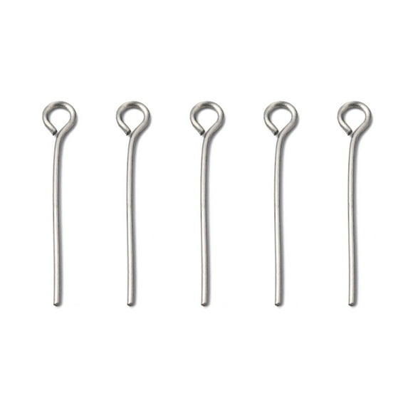 200 pc Tarnish Resistant Stainless Steel Eye Pin Jewelry Findings 20x0.6mm Hole: 2mm
