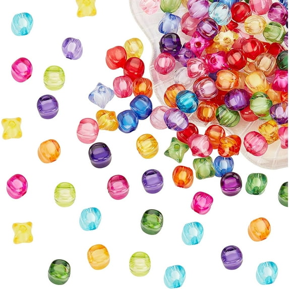 200 pc Transparent Acrylic Beads Bead in Bead Rhombus Mixed color 8x10x10mm Hole: 2mm