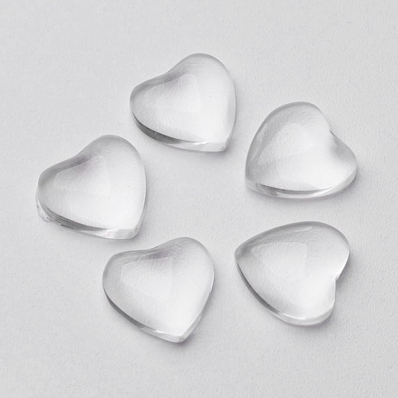 200 pc Transparent Glass Cabochons Heart Clear 10x10mm 3.5mm(Range: 3~4mm) thick