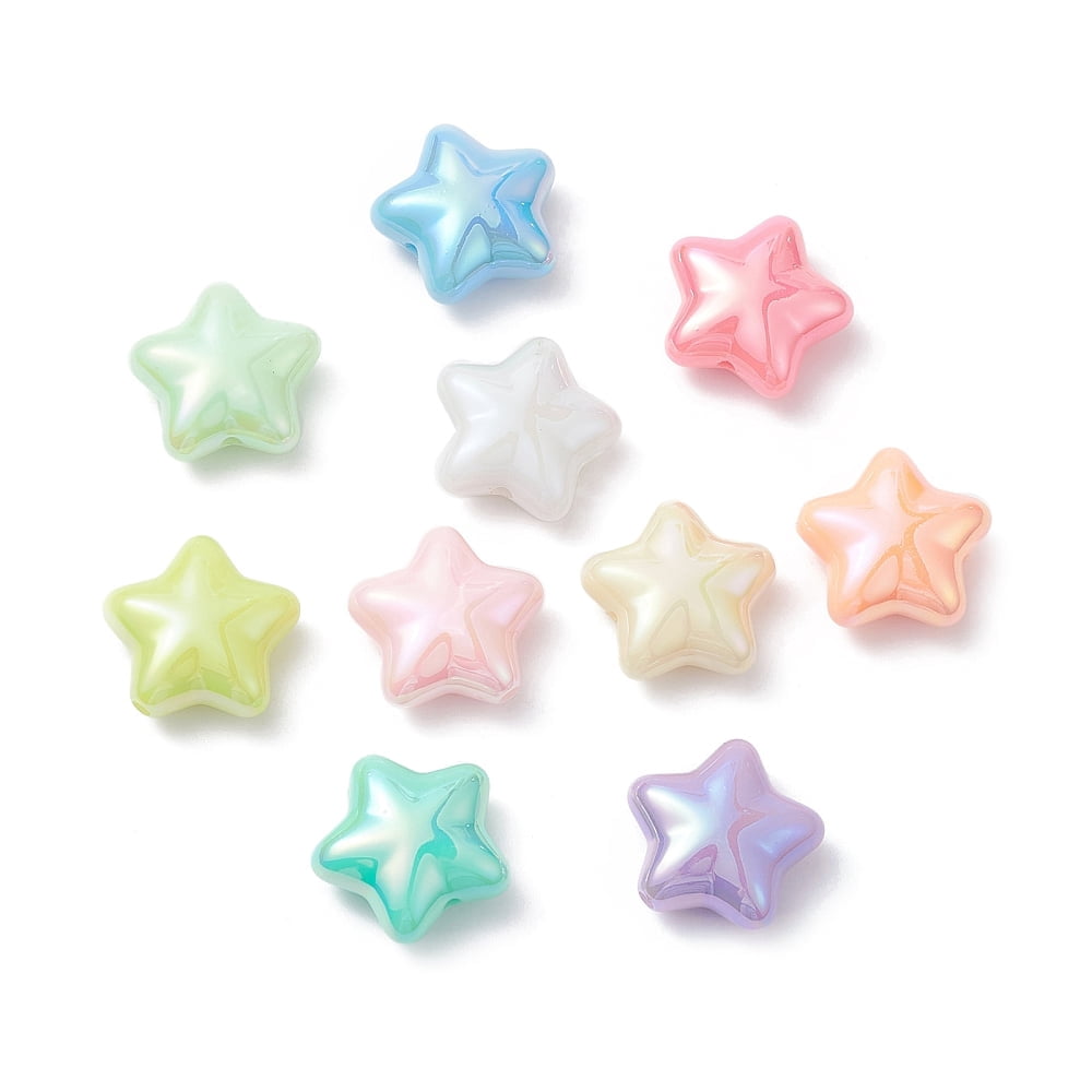 200 pc UV Plating Acrylic Beads Iridescent Star Mixed color 19x20.5x9mm Hole: 2mm