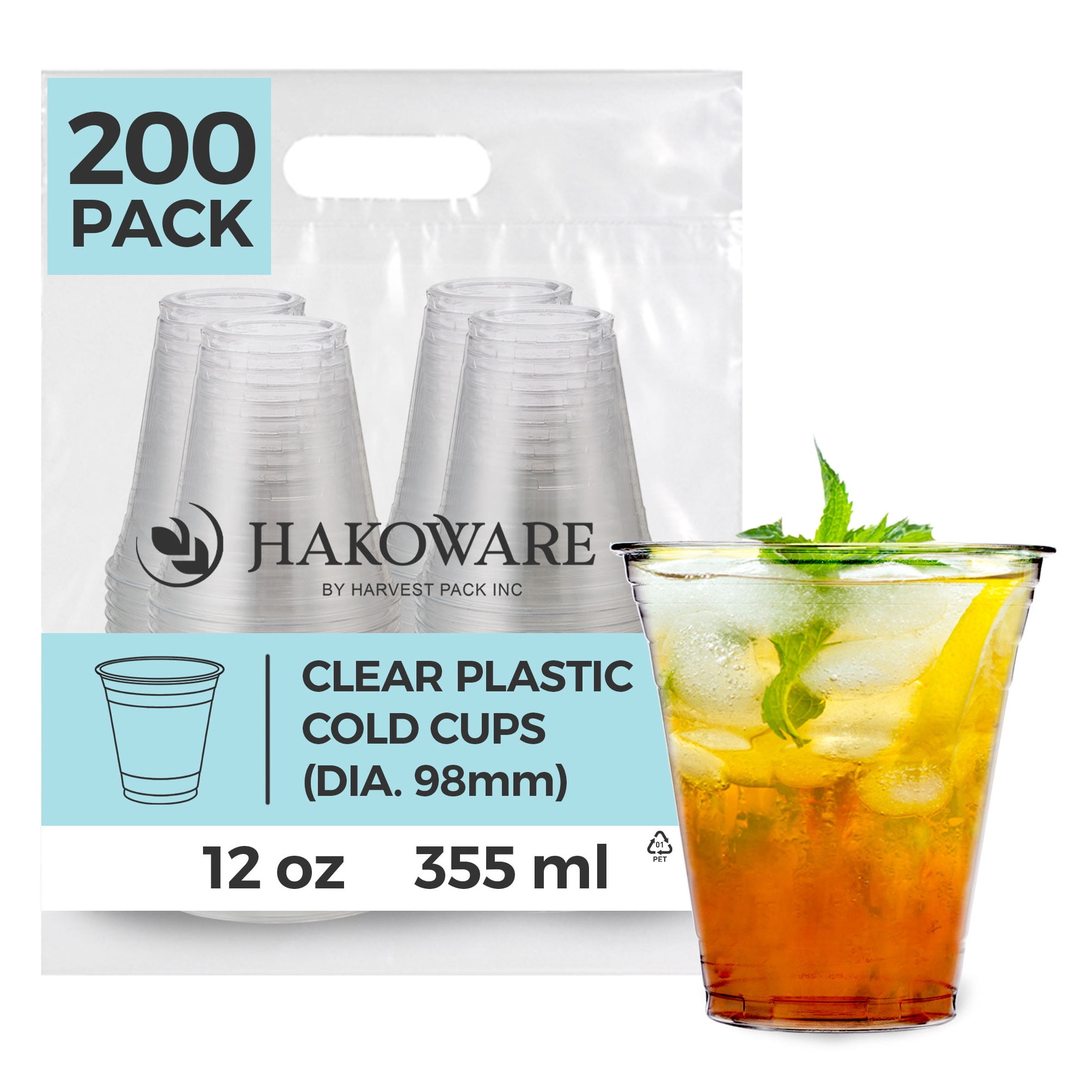 VCKK [100 Sets 12oz Crystal Clear Disposable Plastic Cups with Straws and Lids, to Go Cups for Iced Coffee, Smoothie, Milkshake, Lemonade, Cold