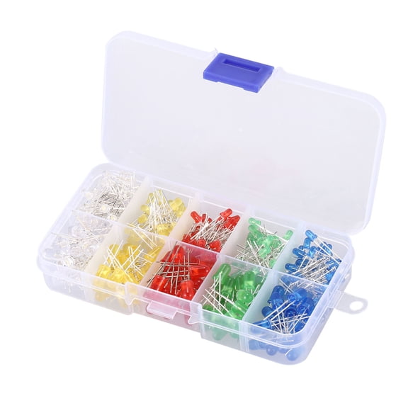 200 pcs 3mm 5mm LED Light diode White Yellow Red blue Green Assortment Kit for,200 pcs Light diode(1 box),white