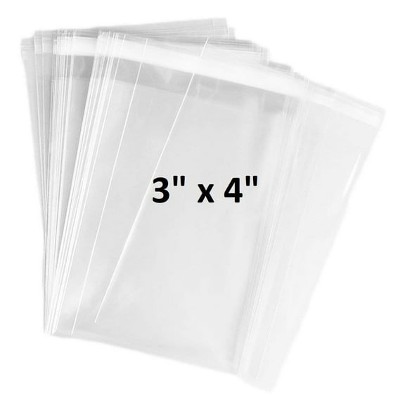 200 pcs 3x4 Crystal Clear Resealable Recloseable Cellophane/SelfSeal Bags