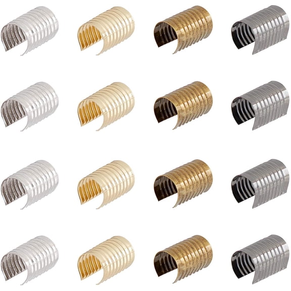 200 pcs 4 Colors 0.5 Inch Leather Rope Clip Cylindrical Fastener Crimping Cord String Leather Rope Clip