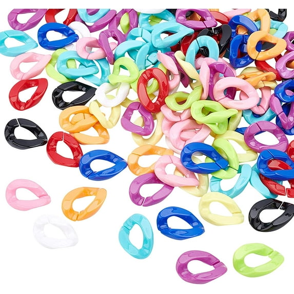 200 pcs Acrylic Linking Rings 10 Colors Quick Link Connectors for Earring Necklace Jewelry Eyeglass Chain DIY Craft Making
