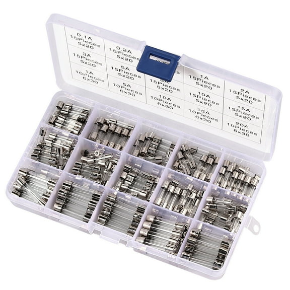 200~pcs Auto glass fuses 5*20/6*30mm Car-Truck-SUV Fuse Kit 0.1A to 20A with box