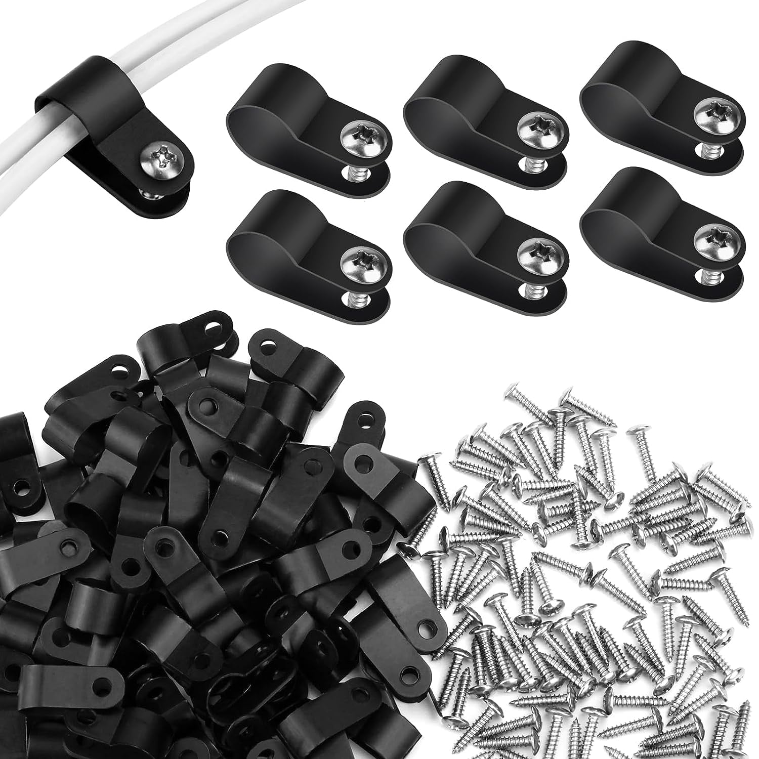200 pcs Cable Clips Cord Management Clips Electrical Wire Clips Wall