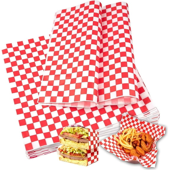 Mozeeda 200-Count Deli Paper Sheets, Checkered Wax Paper Liners