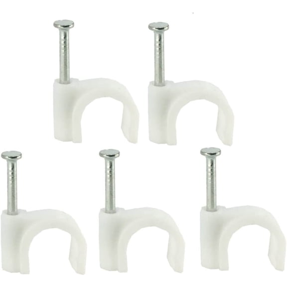 200 pcs Ethernet Steel Nails Coaxial Starlight Management Mounting Print Support for Single Coax LED Holder Tv Wire Pe Wall Round Cable Nail Cord Clamps Electrical Fastener Clips