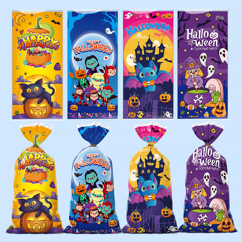 200 pcs Halloween Treat Bags Trick or Treat Goody Gags Plastic Goodie