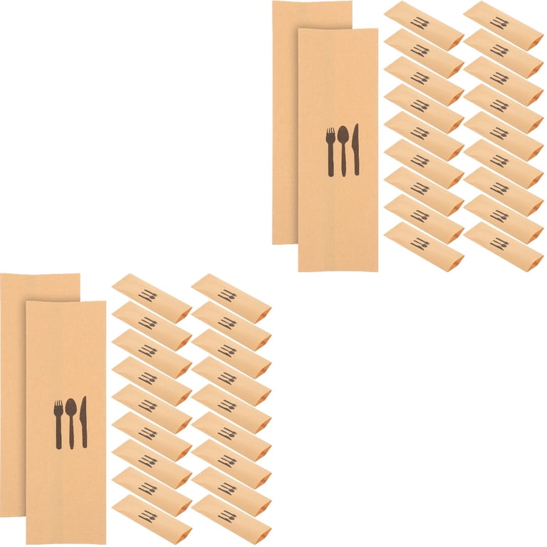 200pcs Kraft Paper Cutlery Holders - Disposable Silverware Bags For Weddings, Parties, Events, 22.5x7.5cm