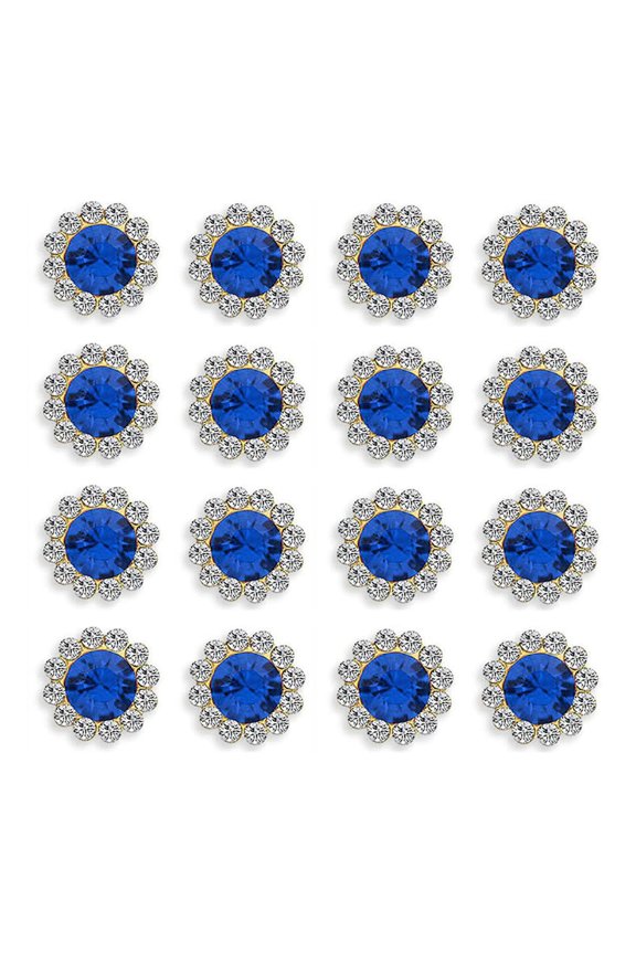 200 pcs Rhinestone Embellishments Crystal Button Silver Flatback DIY Craft for Flower Headband Dress Christmas Decoration Accessory 12mm (Blue)