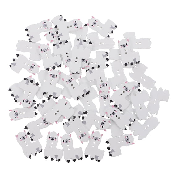 200 pcs Wooden Alpaca Animal Buttons for Sewing Crafts, 2-Hole Decorative Buttons for Clothing and Accessories